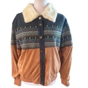 Altard States Hem & Thread Tribal Bomber Style Jacket Small S EUC